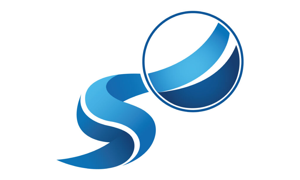 A zoomed-in view of a blue abstract wave logo showing perfectly smooth, sharp edges and clean curves typical of high-quality vector graphics on a white background.