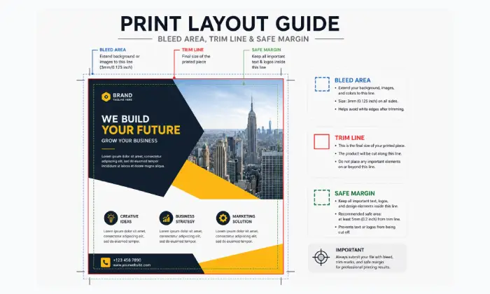 standard bleed and margin setup for print-ready artwork
